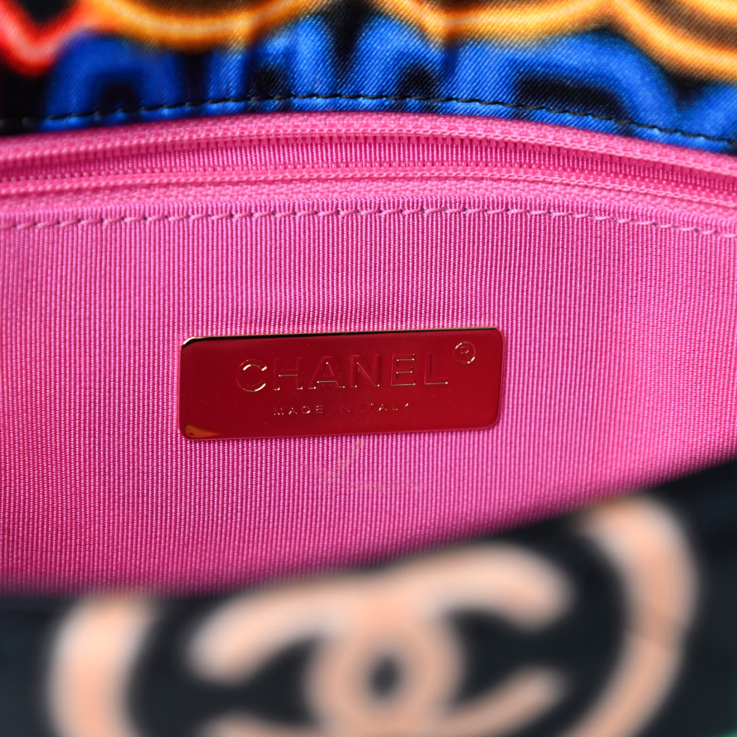 Chanel Fabric Printed Medium Chanel 19 Flap Black Multicolor 6 of 10
