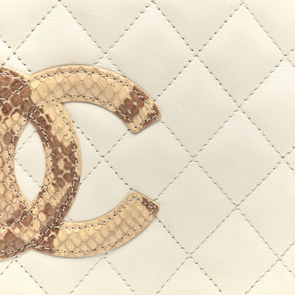 Chanel Calfskin Snakeskin Quilted Cambon Crossbody Bag White 8 of 10