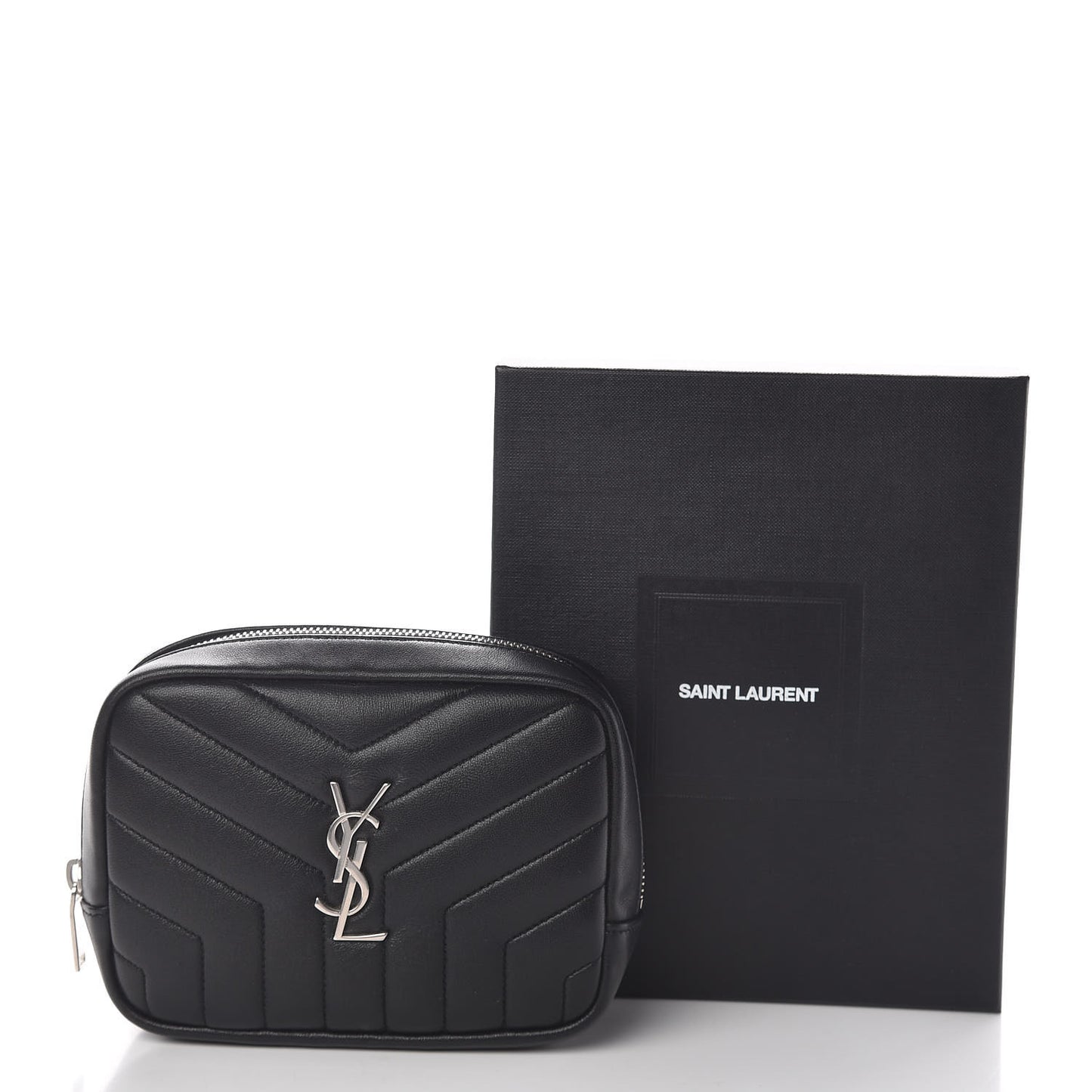 Lambskin Y Quilted Monogram Loulou Cosmetic Case Black