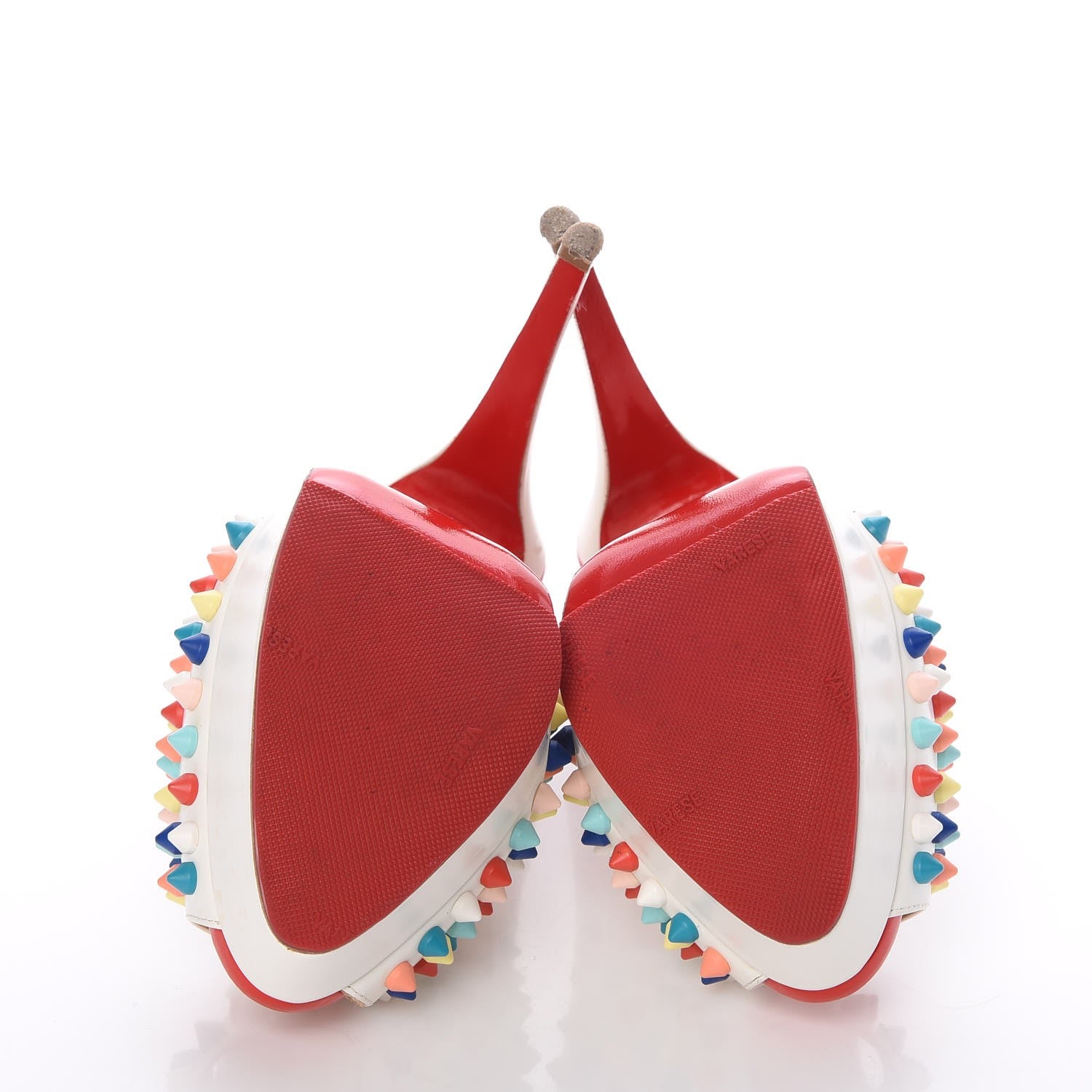 Christian Louboutin Matte Calf Lady Peep Spikes 150 Pumps 36 White Multi 5 of 12