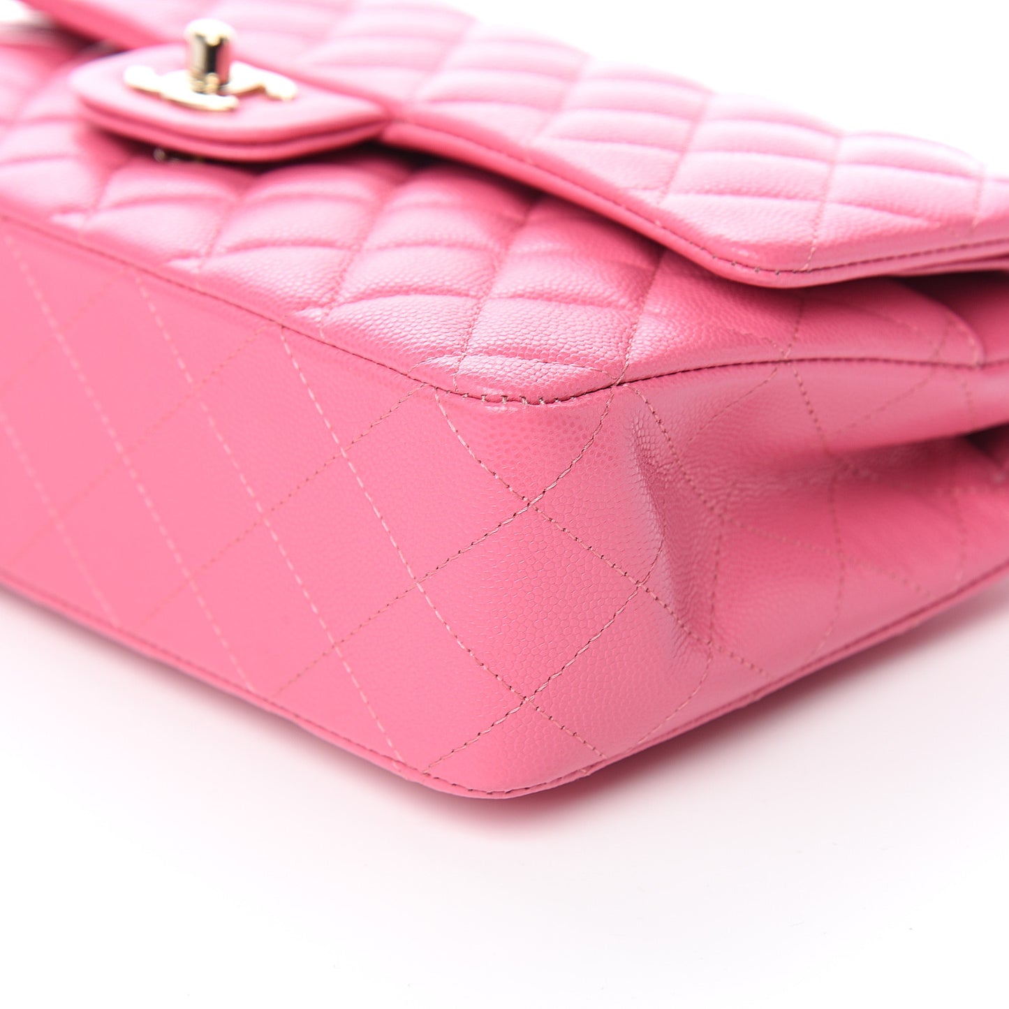 Caviar Quilted Medium Double Flap Pink