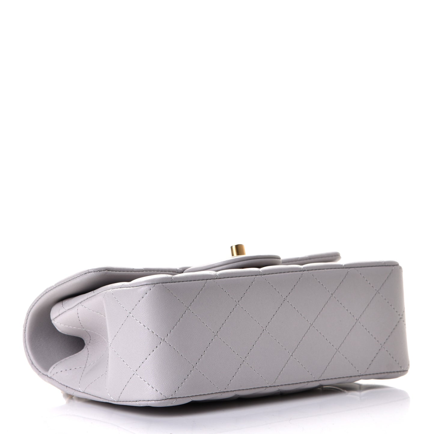 Lambskin Quilted Mini Top Handle Rectangular Flap Grey