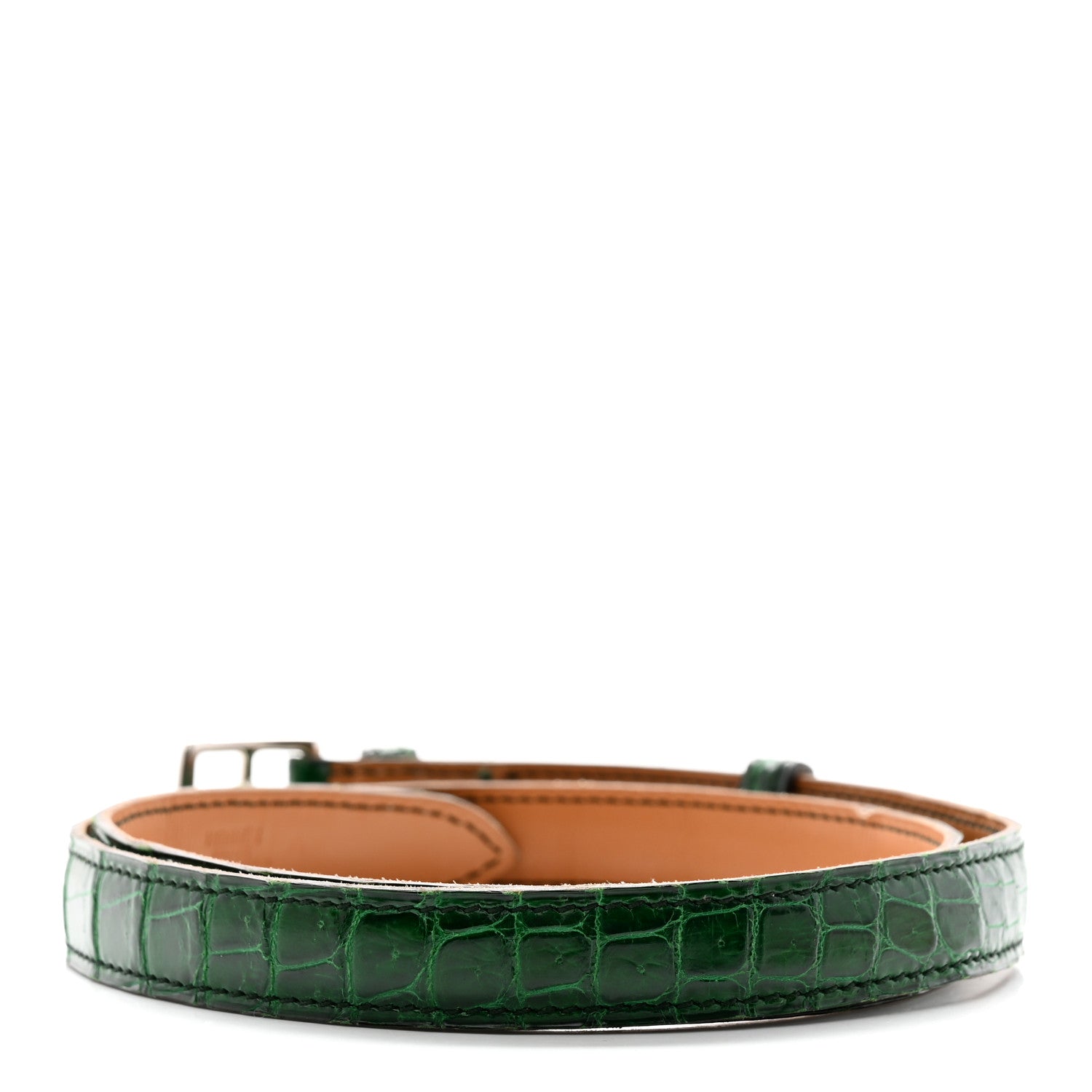 Hermes Shiny Crocodile Porosus 18mm Etriviere Belt 70 28 Vert Emeraude 2 of 16