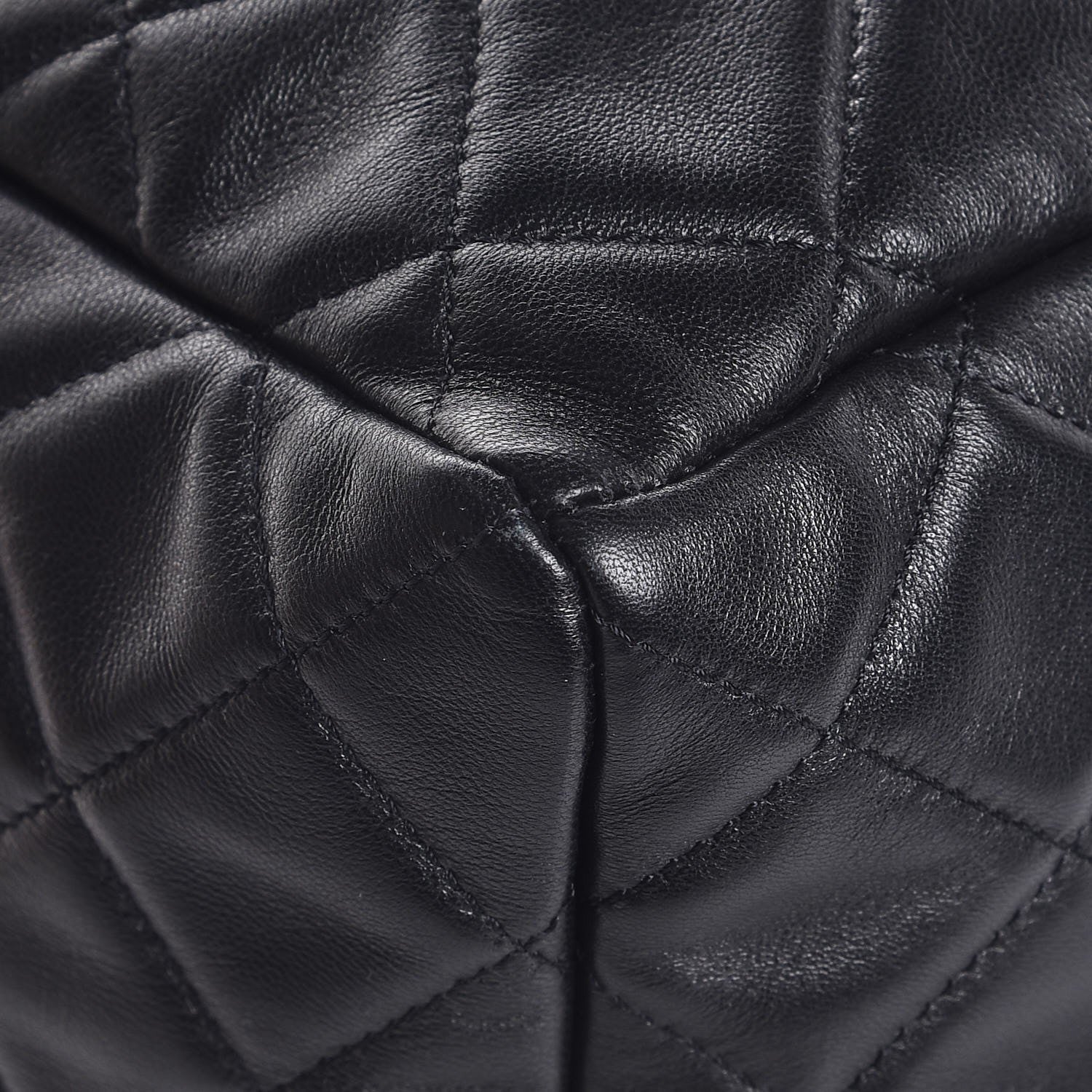 Chanel Lambskin Quilted CC Chain Drawstring Tote Black 10 of 13