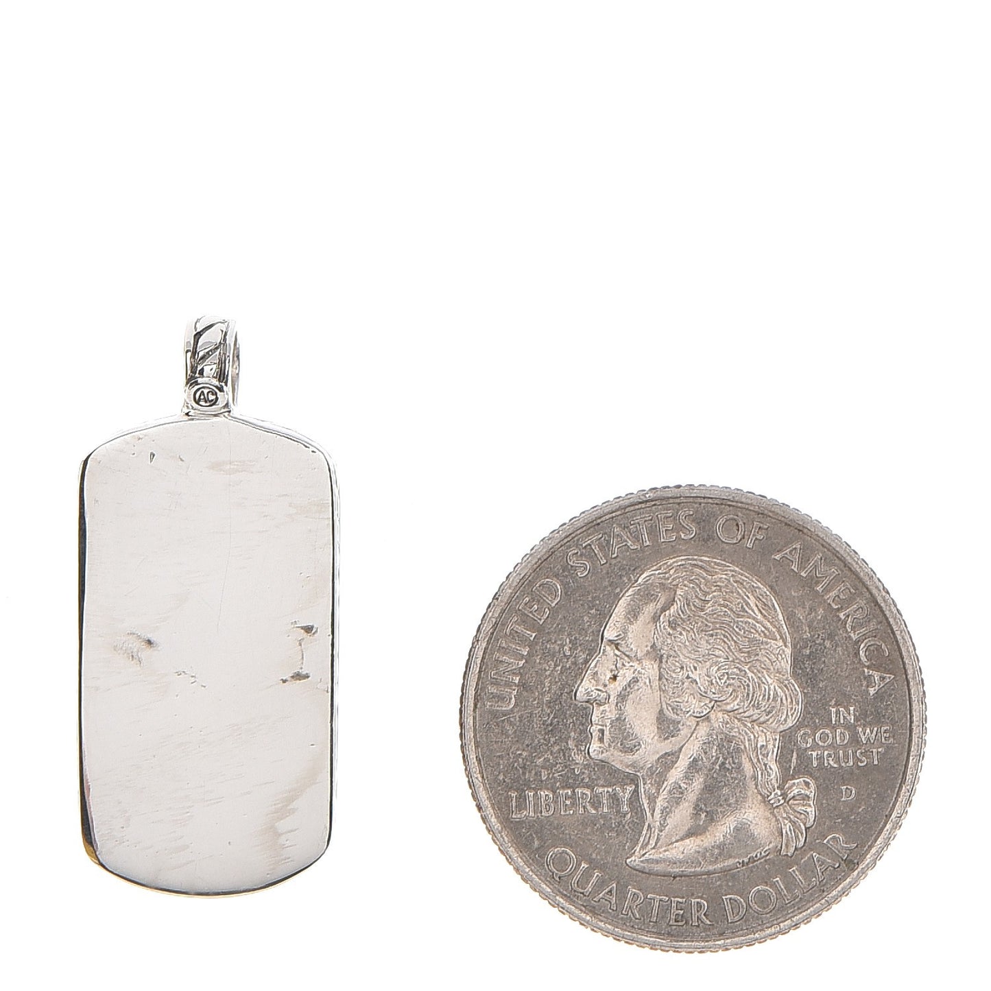 Sterling Silver Black Diamond Small Dog Tag
