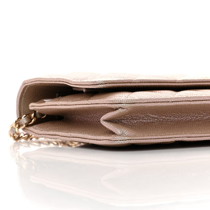 Chanel Iridescent Caviar Quilted Wallet on Chain WOC Beige 10 of 13