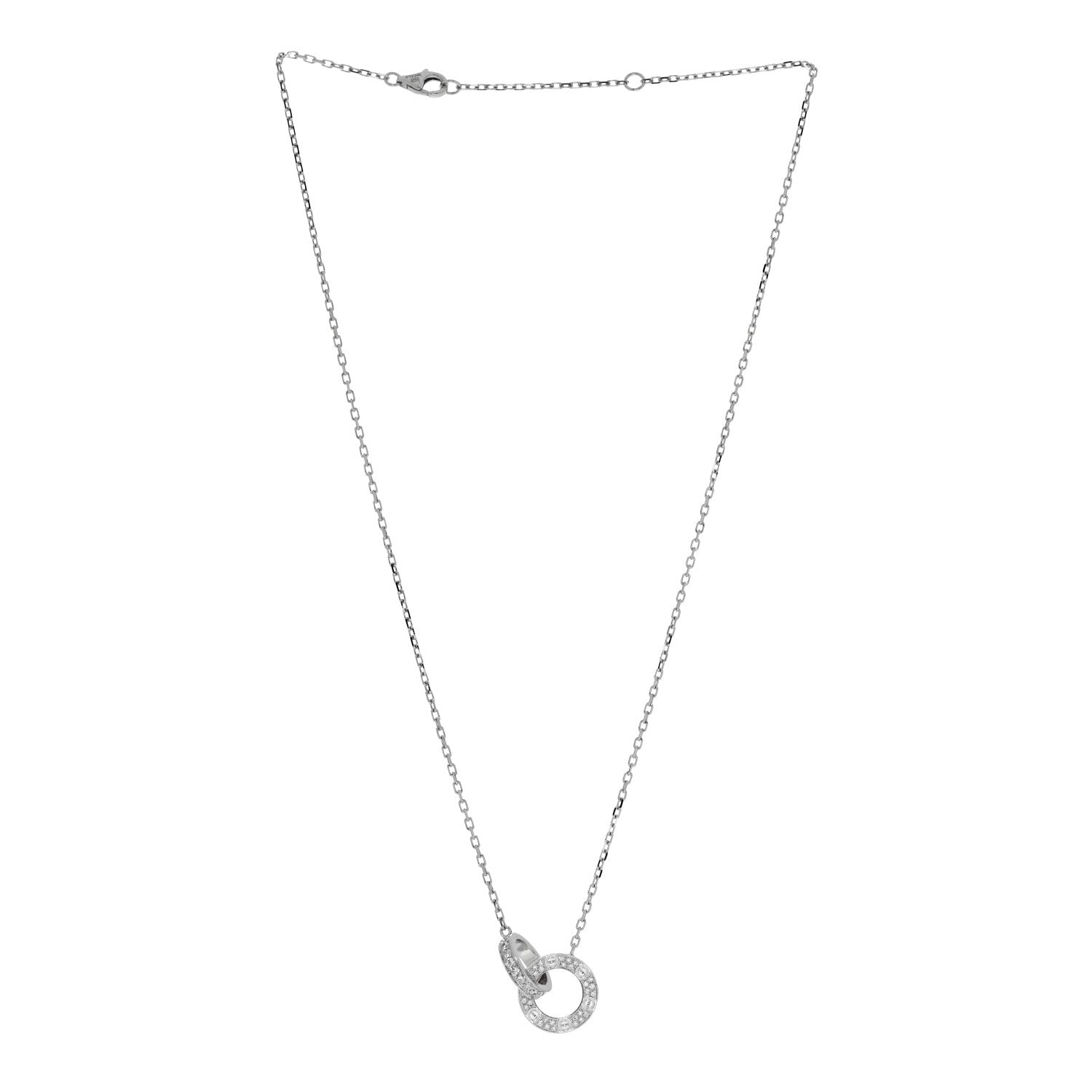 Cartier 18K White Gold Diamond Interlocking LOVE Paved Necklace 2 of 4