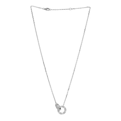 Cartier 18K White Gold Diamond Interlocking LOVE Paved Necklace 2 of 4