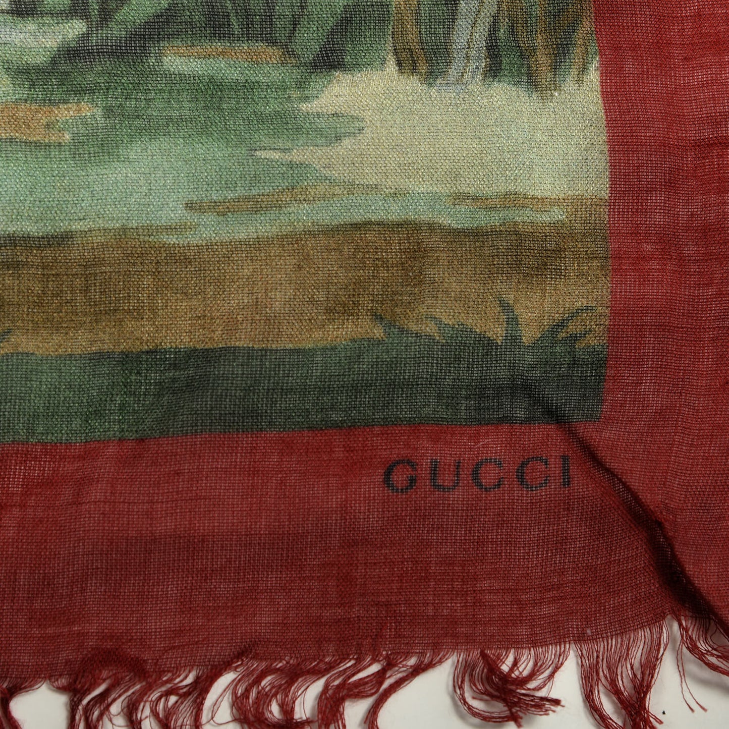 Modal Silk Monogram Tian Print Shawl Red