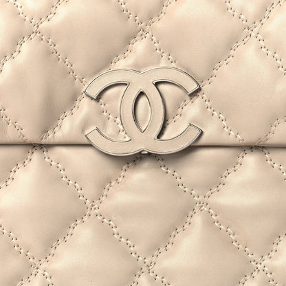 Chanel Calfskin Double Stitch Large Hamptons Flap Bag Beige 8 of 11