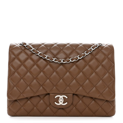 Chanel Caviar Quilted Maxi Double Flap Light Brown 1 of 12
