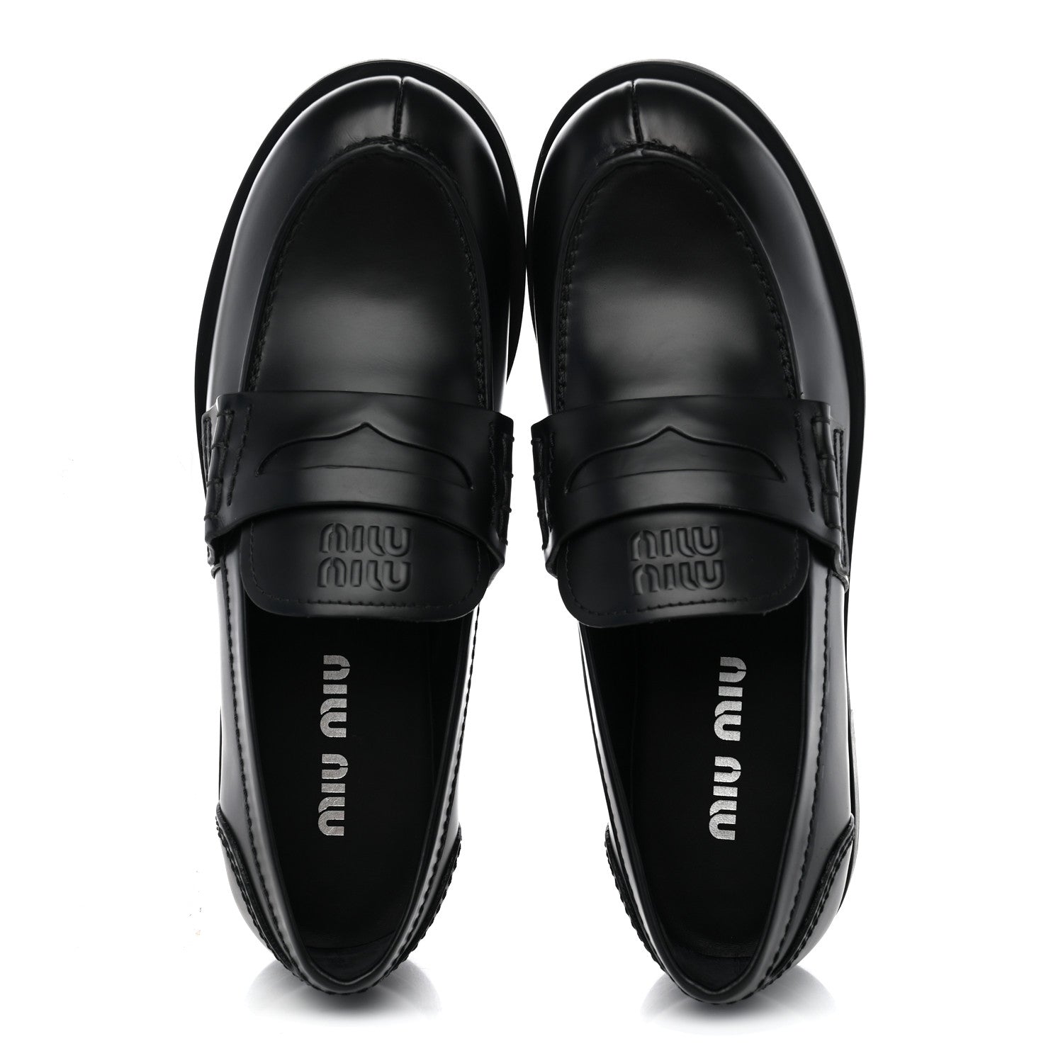 Miu Miu Spazzolato Penny Loafers 38 Black 5 of 10