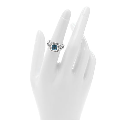 David Yurman Sterling Silver Diamond Blue Topaz 7mm Petite Albion Ring 52 6 3 of 4