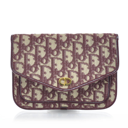 Christian Dior Vintage Monogram Tapestry Small Clutch Burgundy 1 of 5