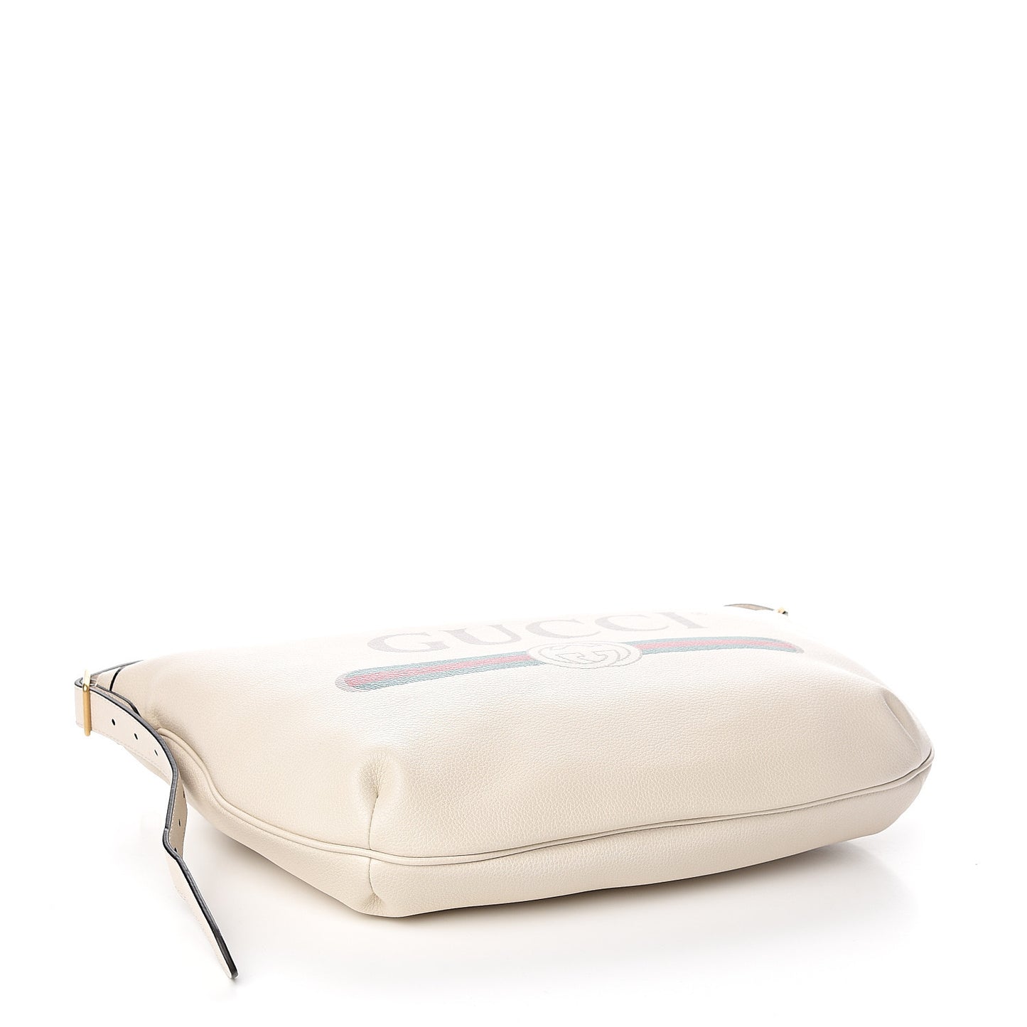 Grained Calfskin Logo Half Moon Hobo White