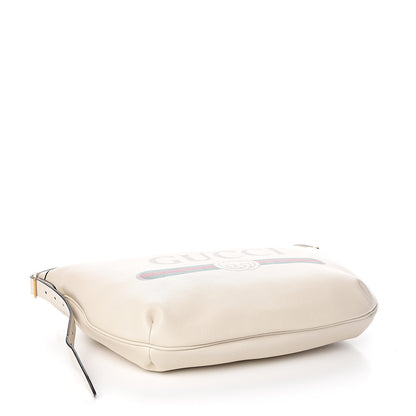 Gucci Grained Calfskin Logo Half Moon Hobo White 3 of 9