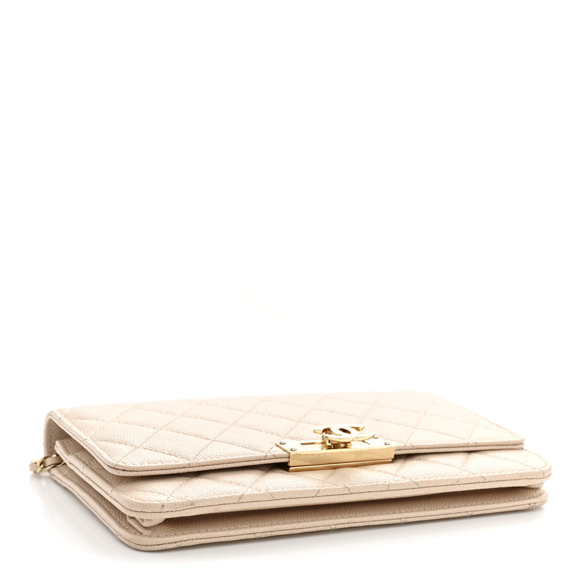 Chanel Caviar Quilted Golden Class Wallet On Chain WOC Light Beige 4 of 13