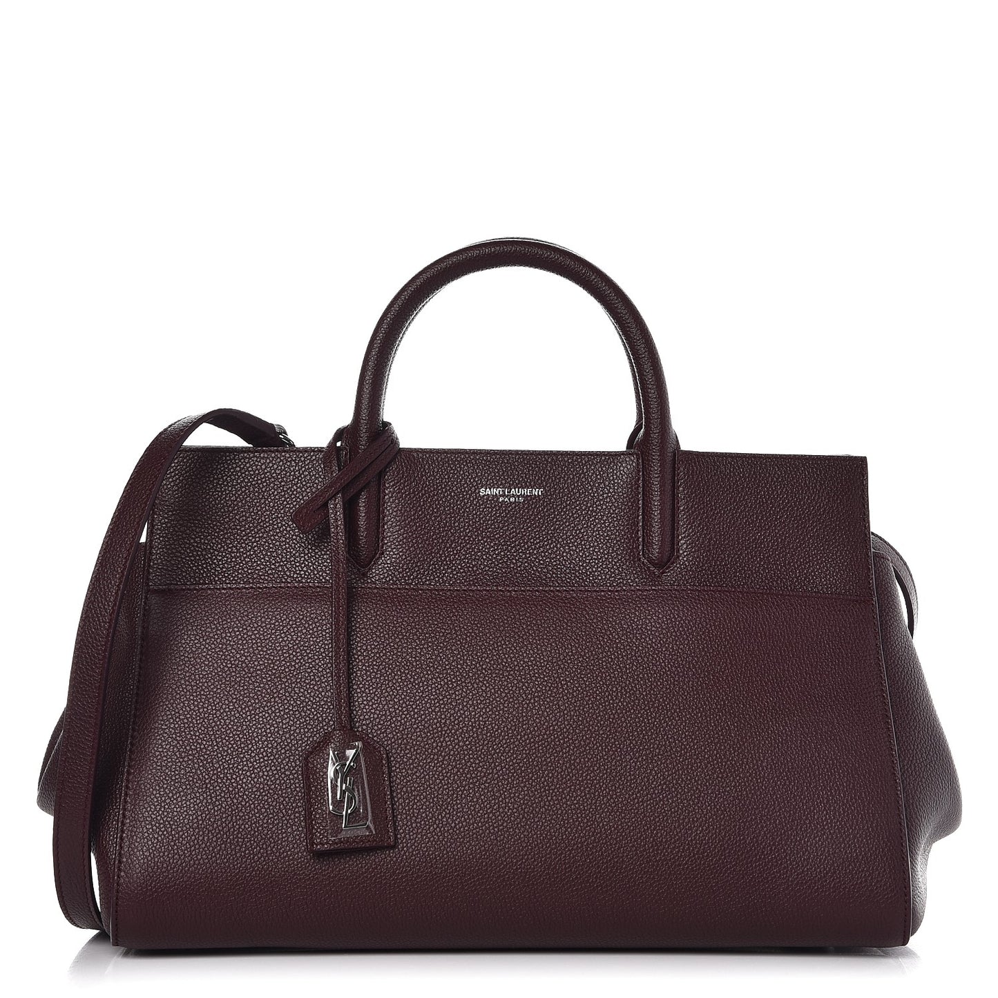 Grained Calfskin Small Cabas Rive Gauche Amaranto