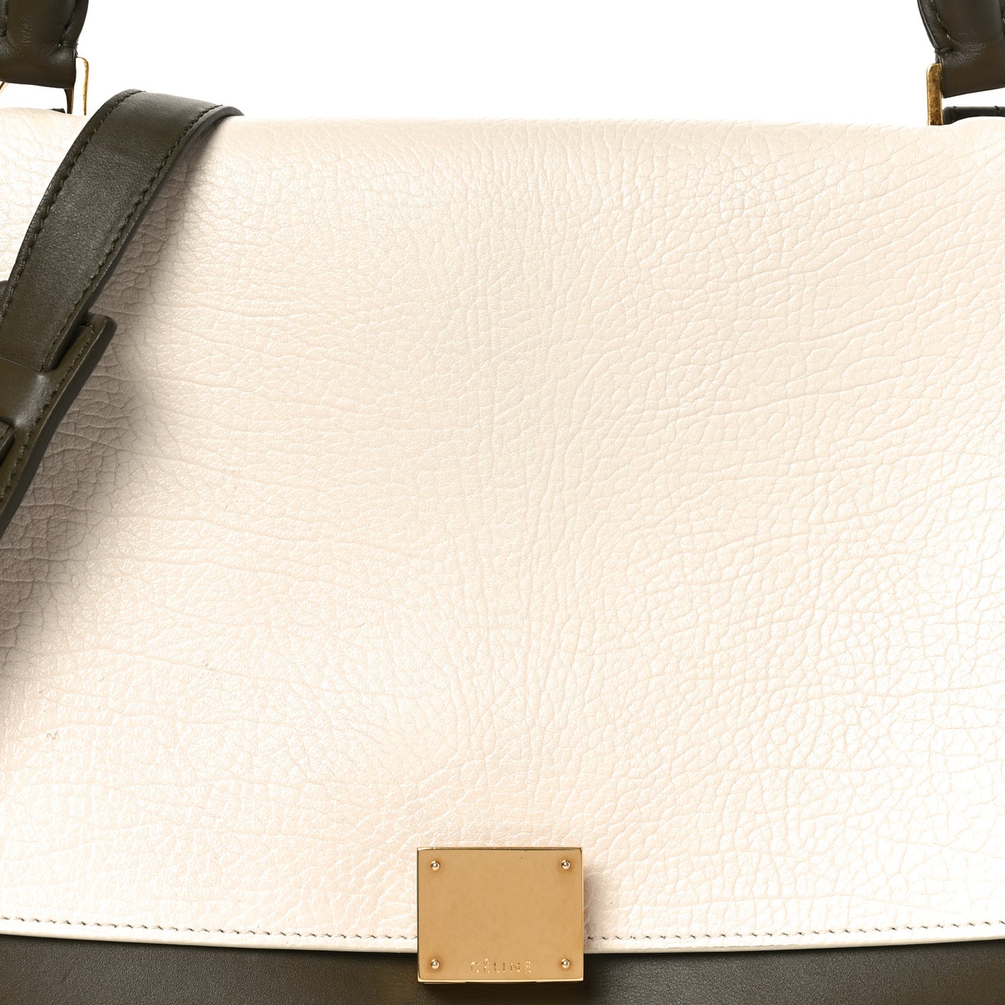 Smooth Calfskin Suede Medium Tri-Color Trapeze Cream Black Khaki