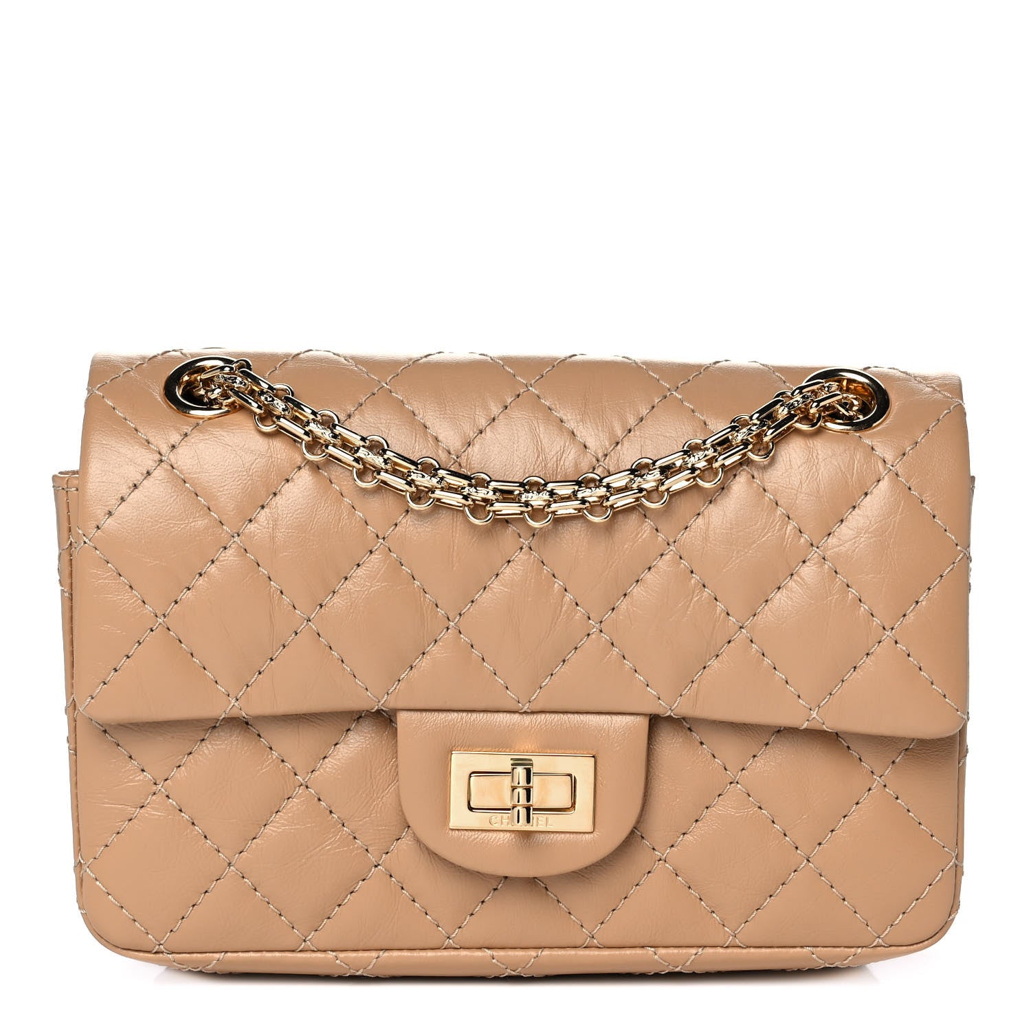 Chanel Aged Calfskin Quilted 2.55 Reissue Mini Flap Beige 1 of 13