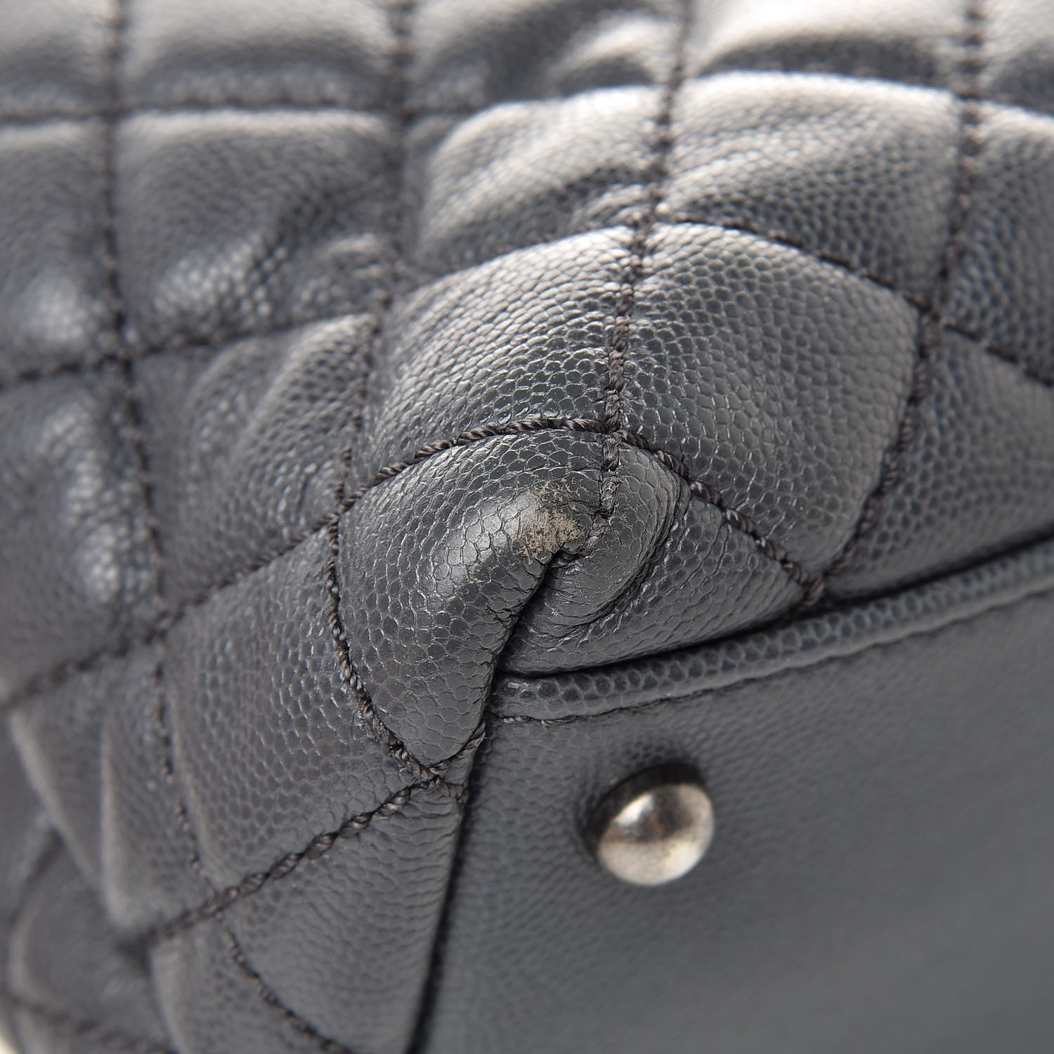 Chanel Caviar Quilted Large Coco Handle Flap Grey 14 of 15