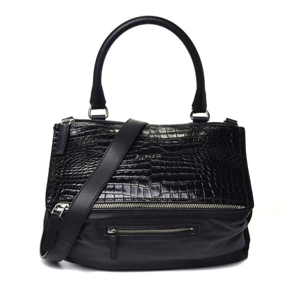 Givenchy Smooth Calfskin Crocodile Embossed Medium Pandora Black 1 of 10