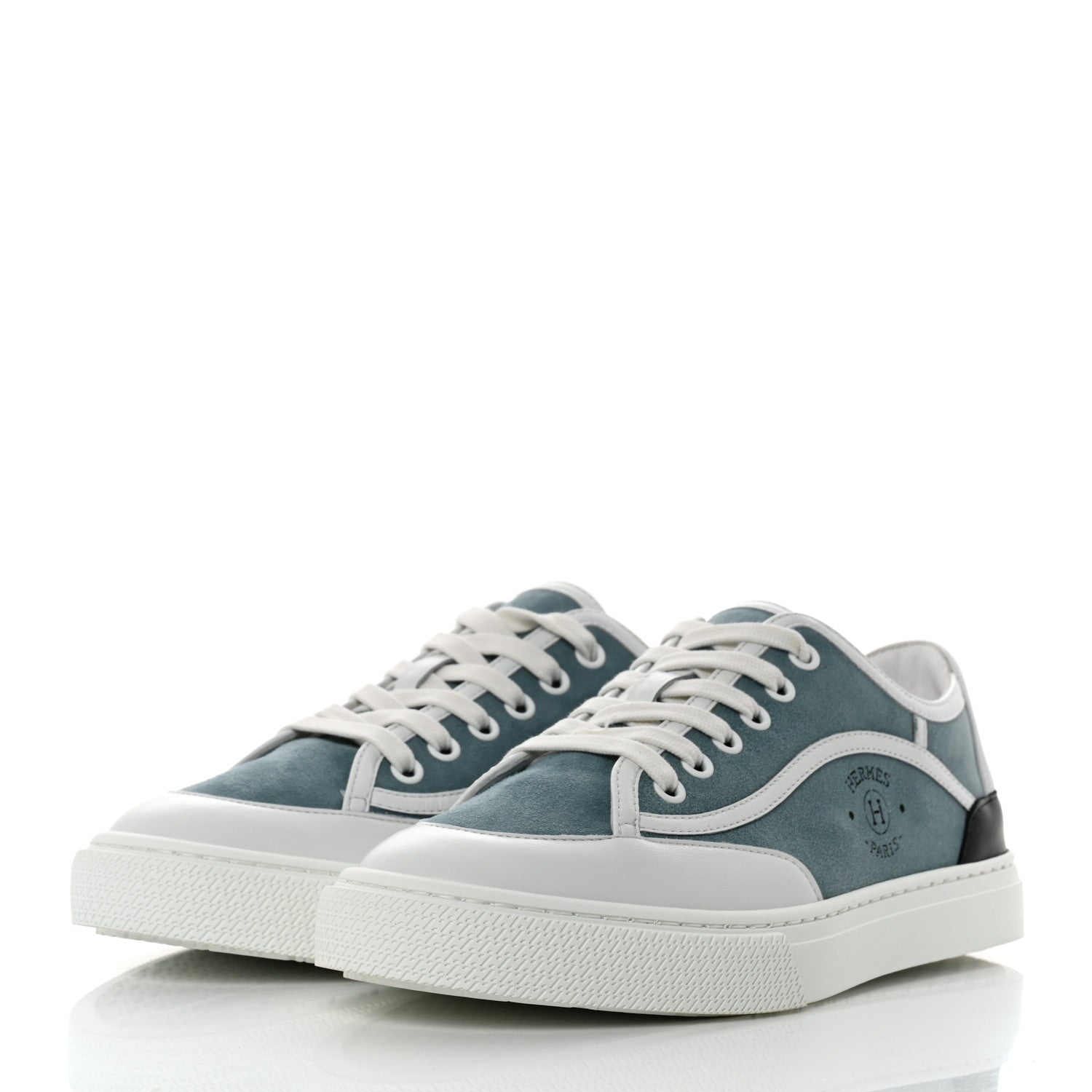 Hermes Suede Get Sneakers 38 Vert D'eau White 3 of 8