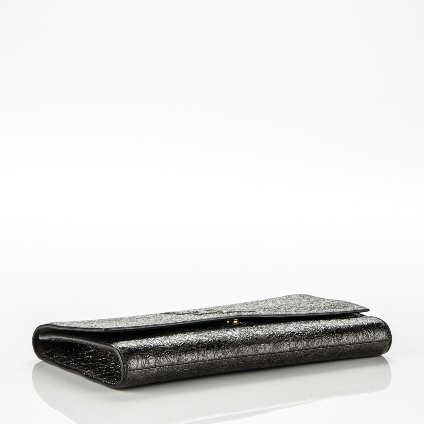 Metallic Textured Large Belle De Jour Clutch Dark Silver