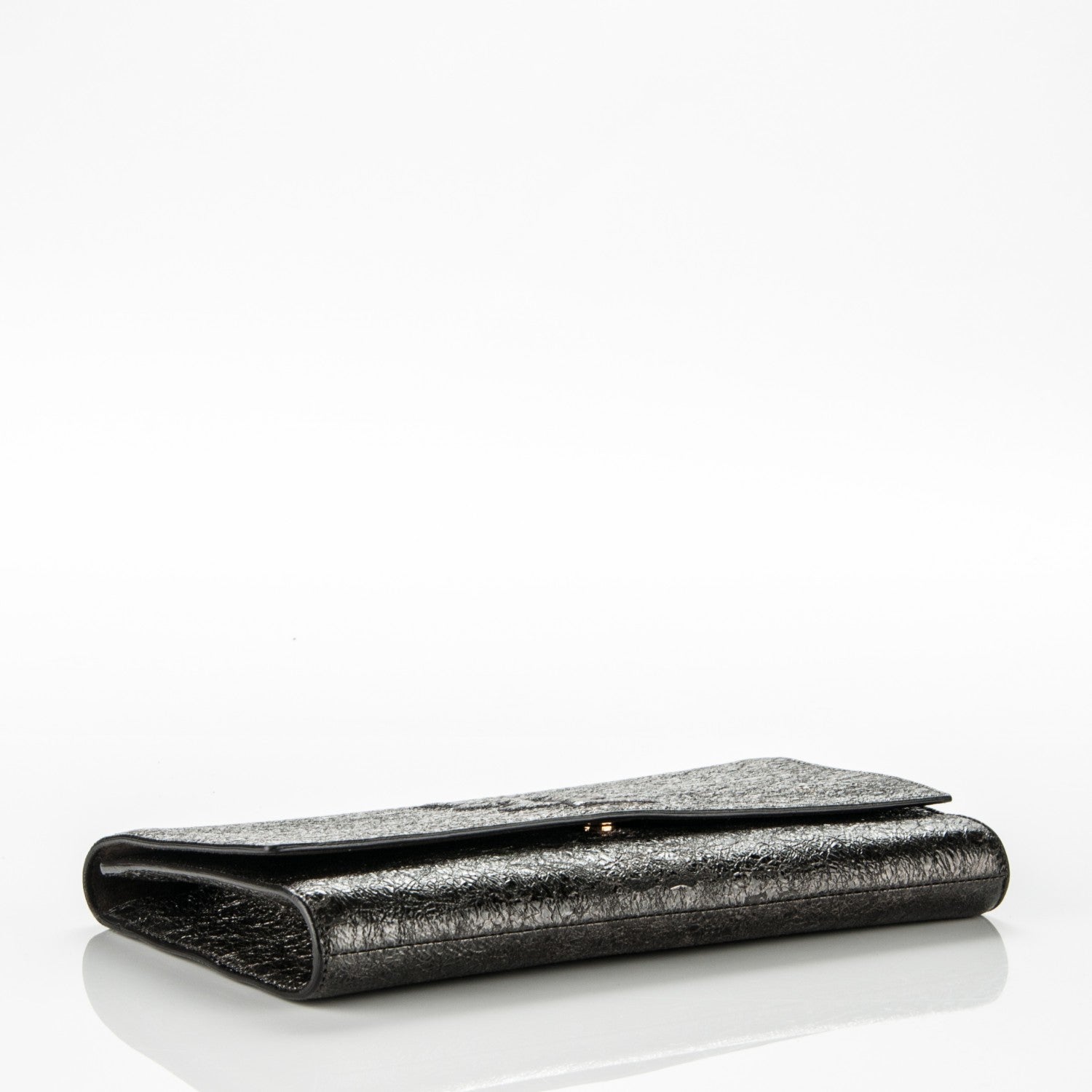 Saint Laurent Metallic Textured Large Belle De Jour Clutch Dark Silver 4 of 8