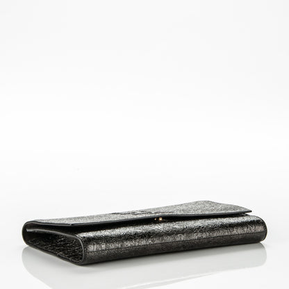 Saint Laurent Metallic Textured Large Belle De Jour Clutch Dark Silver 4 of 8