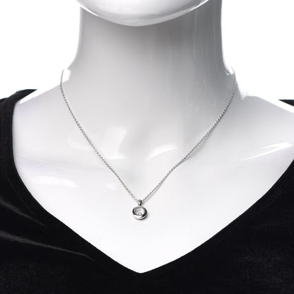 Chopard 18K White Gold Happy Diamonds 1 Floating Diamonds Round Pendant Necklace 2 of 5