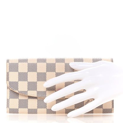 Louis Vuitton Damier Azur Emilie Wallet Rose Ballerine 2 of 10