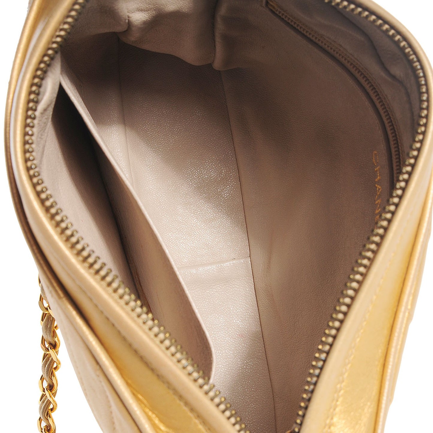 Lambskin Chevron Camera Case Gold