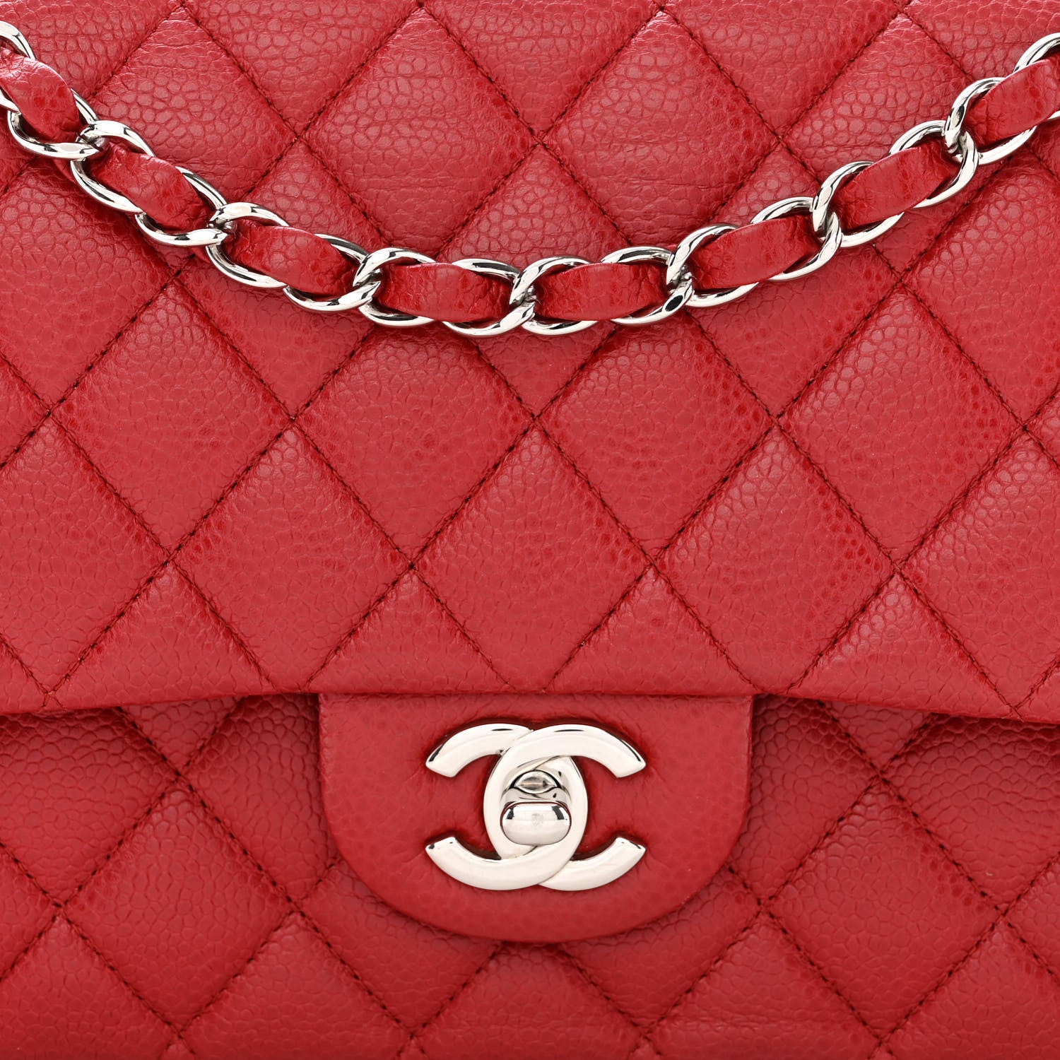 Chanel Caviar Quilted Medium Double Flap Red 8 of 13