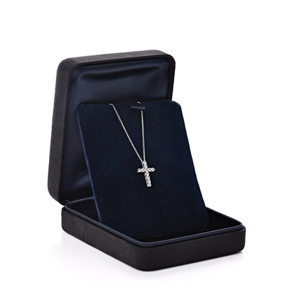 Tiffany Platinum Diamond Small Cross Pendant Necklace 5 of 5