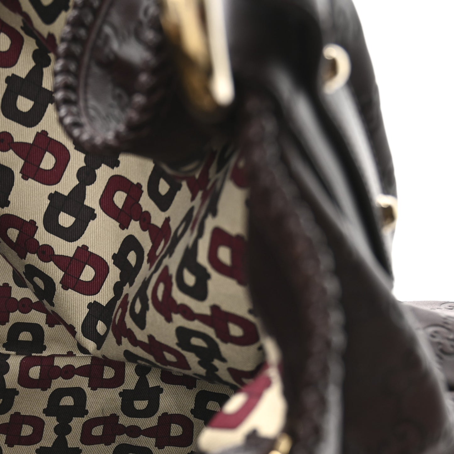 Guccissima Large Horsebit Chain Hobo Chocolate