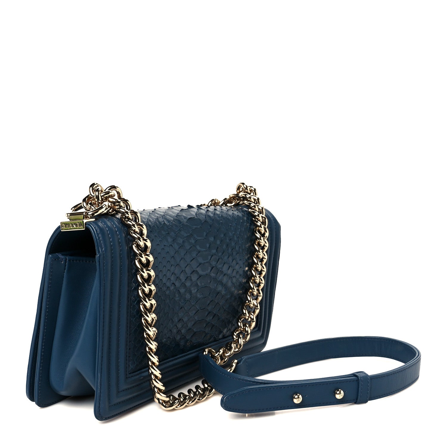 Chanel Snakeskin Medium Boy Flap Blue 3 of 10