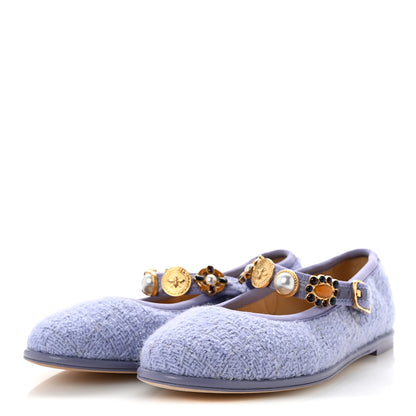 Chanel Wool Tweed Patent Mary Jane Flats 37.5 Lilac 4 of 11