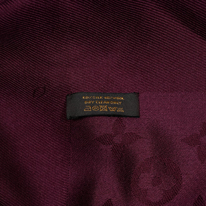 Louis Vuitton Silk Wool Monogram Shawl Wine Red 4 of 4