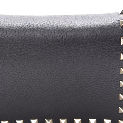 Valentino Garavani Pebbled Calfskin Rockstud Wallet on Chain Black 11 of 11