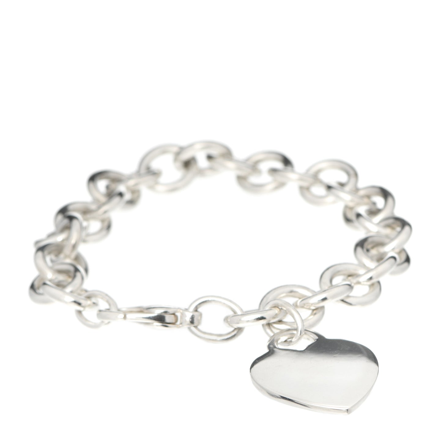 Sterling Silver Heart Tag Charm Bracelet