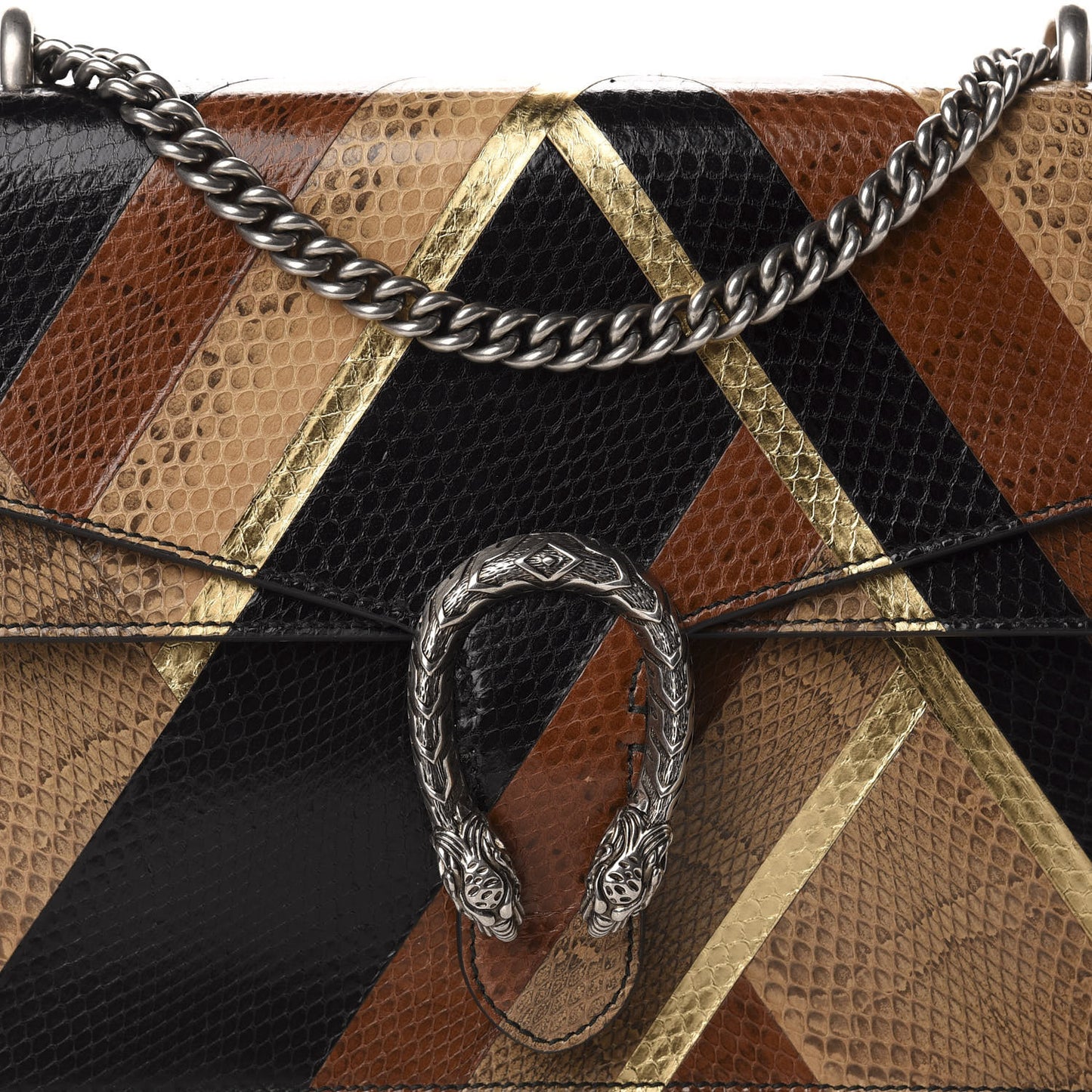 Ayers Snakeskin Chevron Medium Dionysus Shoulder Bag Multicolor