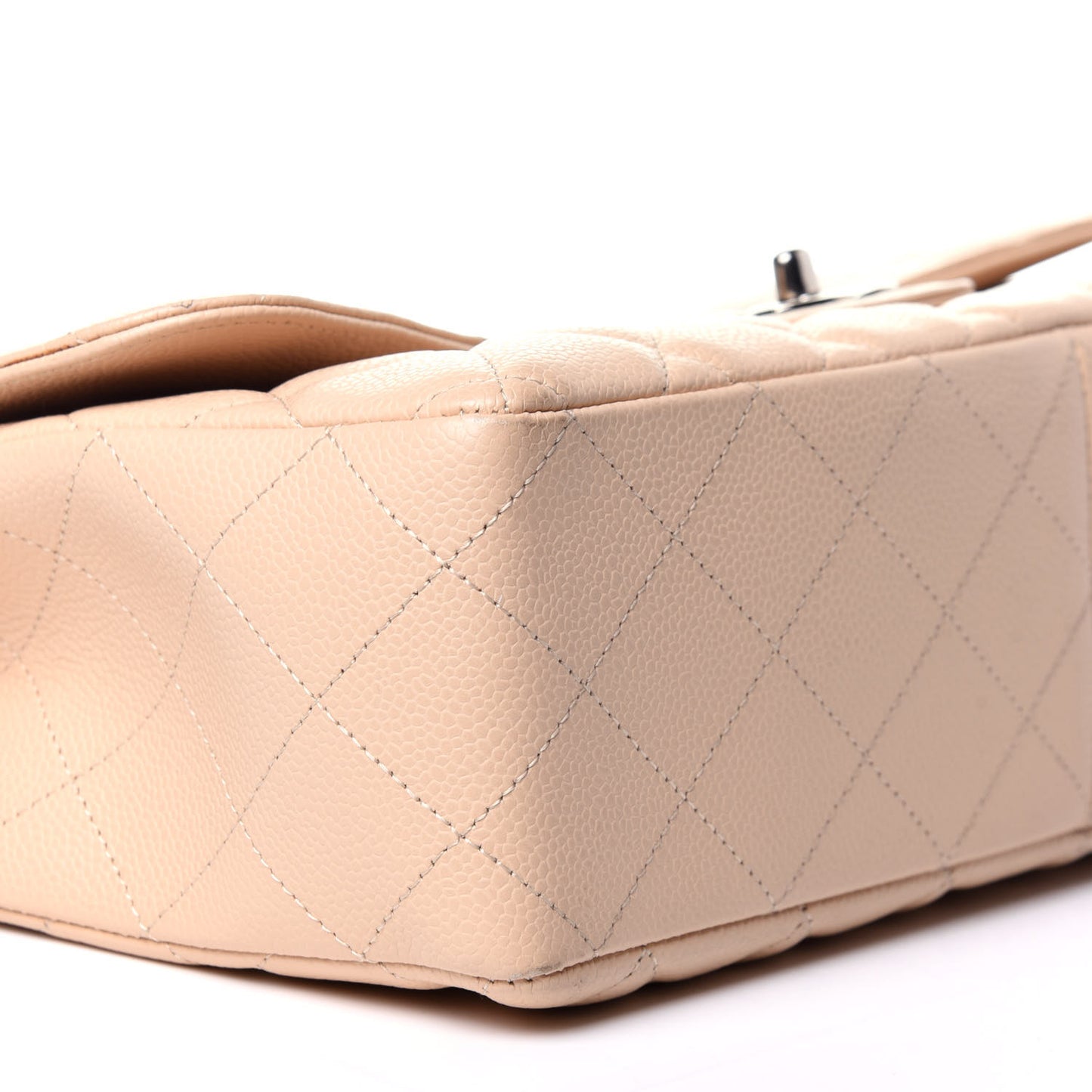 Caviar Quilted Jumbo Single Flap Beige Clair