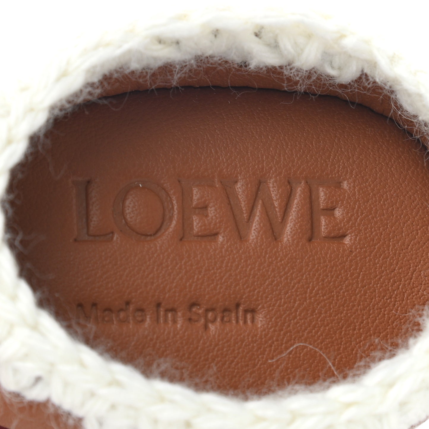 Calfskin Crochet Trip Bunny Charm Tan