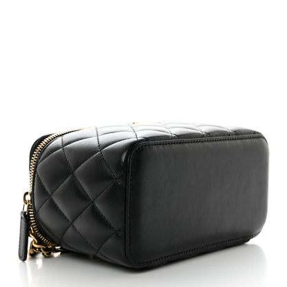 Chanel Lambskin Quilted Pearl Crush Small Vanity Case With Chain Black 4 of 10