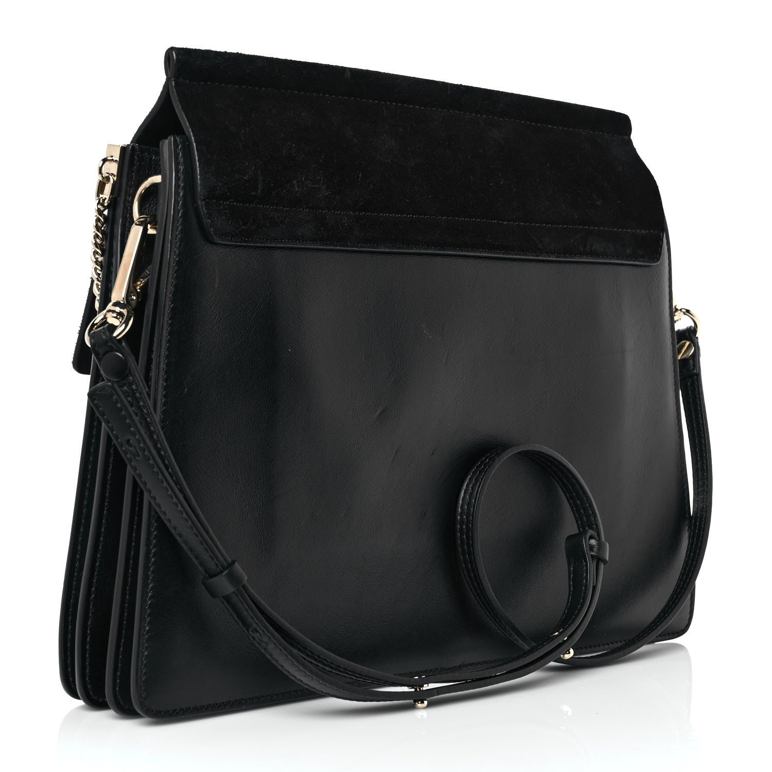 Chloe Suede Calfskin Medium Faye Shoulder Bag Black 3 of 9