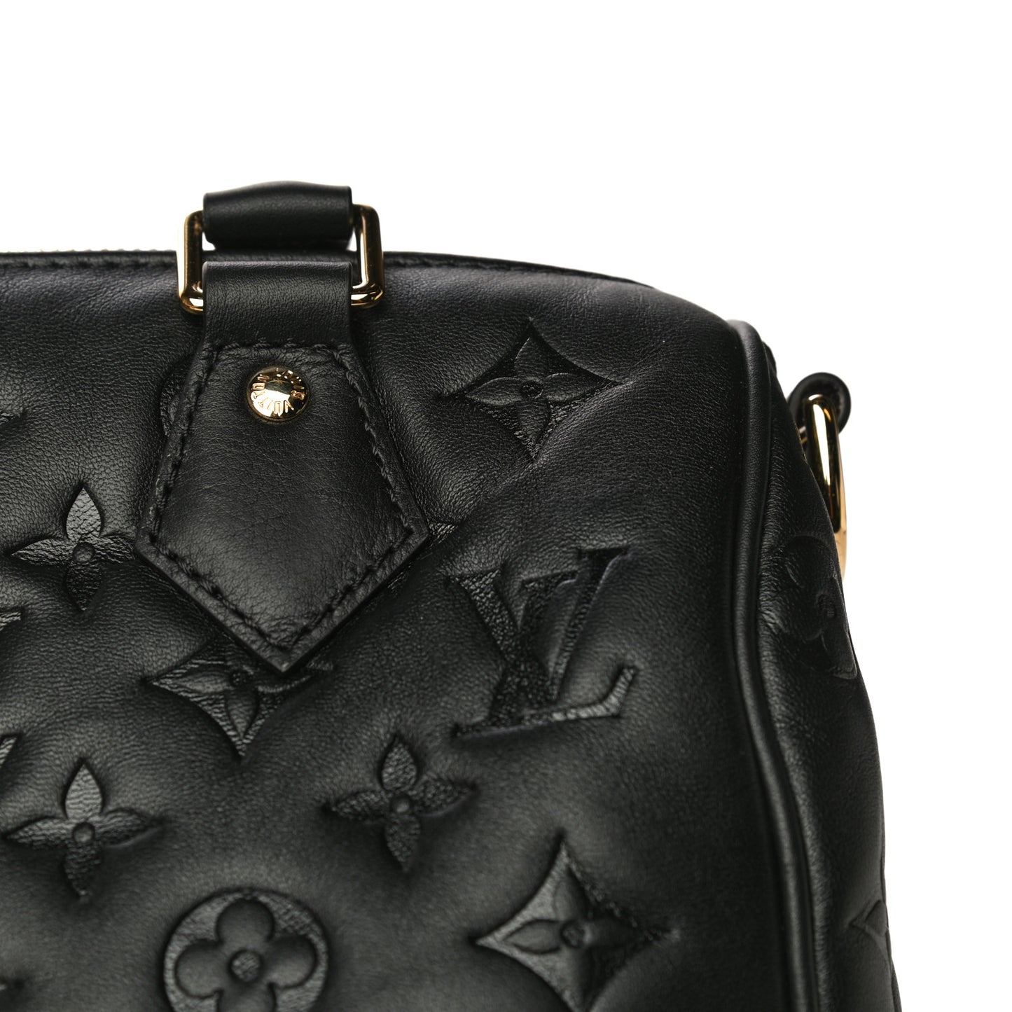 Lambskin Embossed Monogram Speedy 22 Bandouliere Black