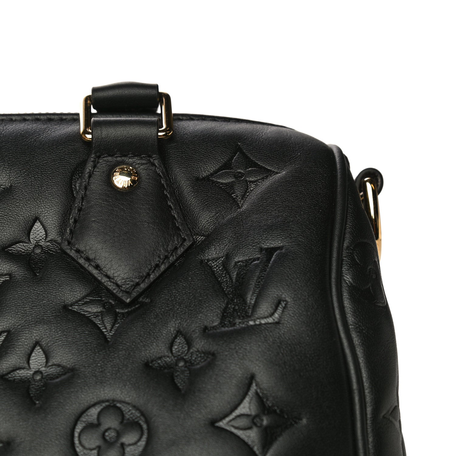 Louis Vuitton Lambskin Embossed Monogram Speedy 22 Bandouliere Black 12 of 17