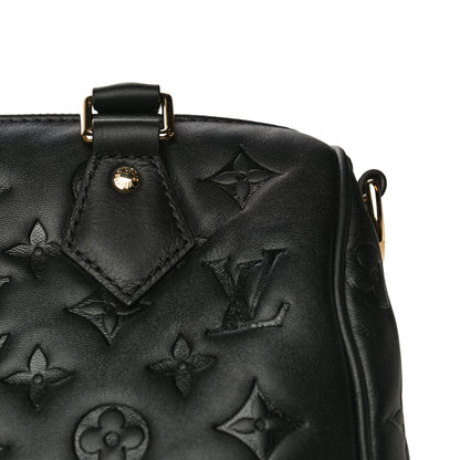 Louis Vuitton Lambskin Embossed Monogram Speedy 22 Bandouliere Black 12 of 17