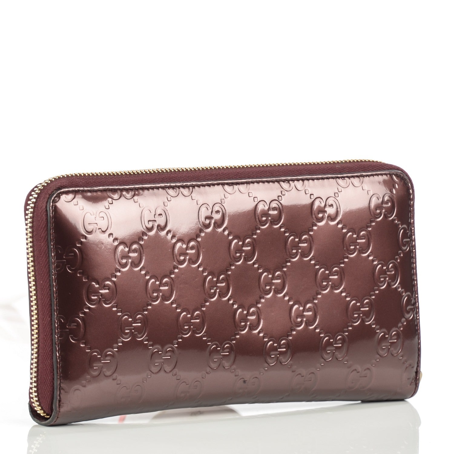 Gucci Patent Guccissima Zip Around Organizer Wallet Bordeaux 3 of 8